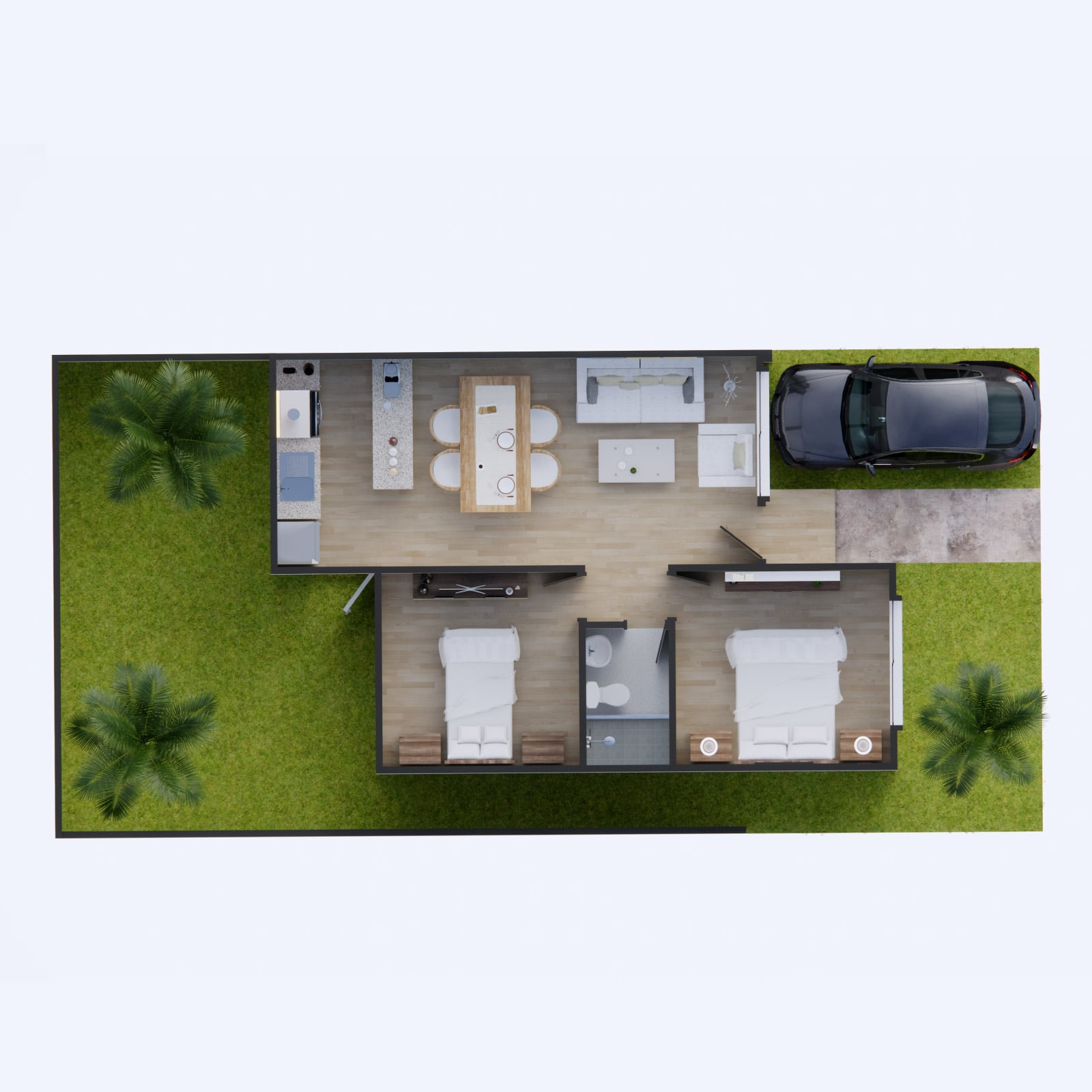 Vista Isometrica top Modelo Inés Urbanización Santa Cecilia II