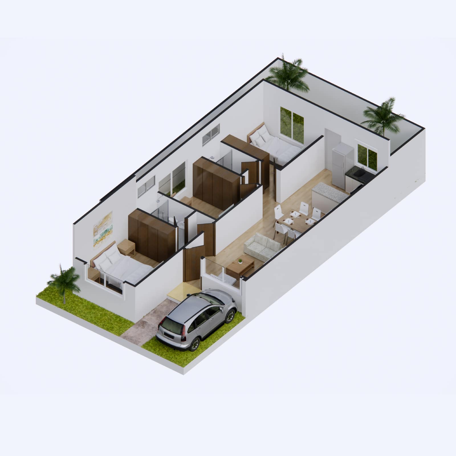 Vista Isometrica 3d Modelo Rosabelle Urbanización Santa Cecilia II